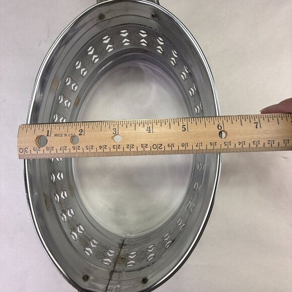 Vintage Oval Metal Filigree Serving Stand With Handles - Picture 12 of 15